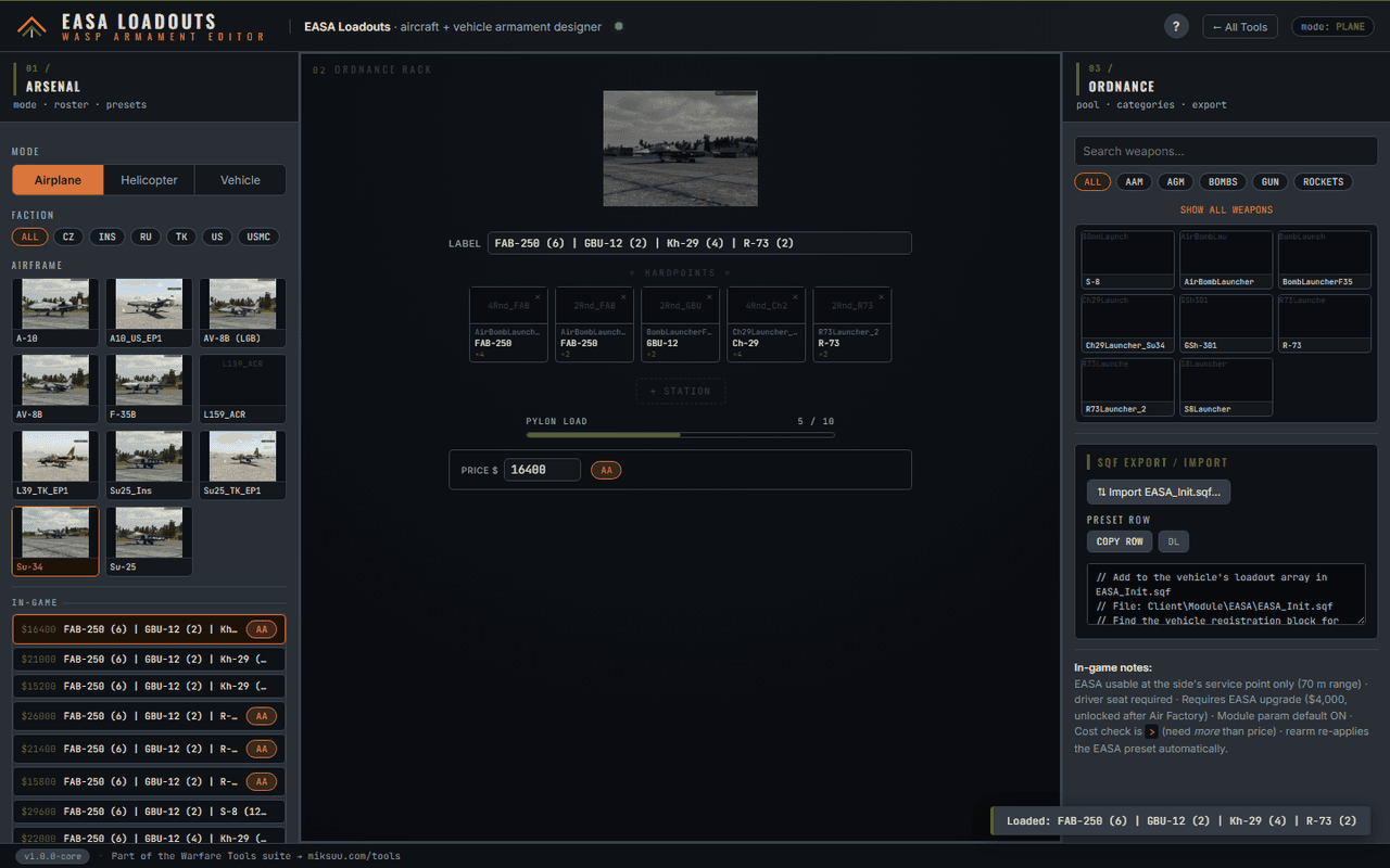 EASA Loadouts screenshot
